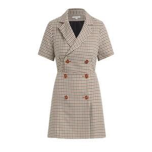 vetta - NWT the two piece double breasted dress mini buttons plaid printed